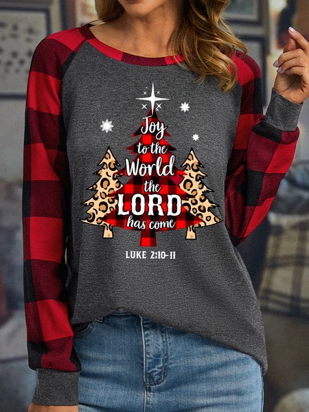 

Women Joy to the world the Lord has come Christmas Christian Long sleeve Tops, Gray, Long sleeves