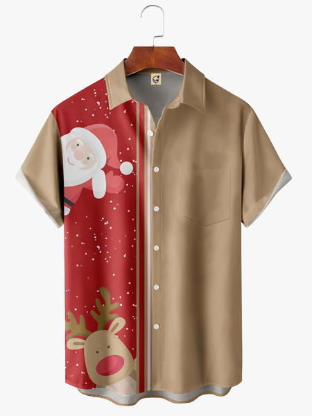 Santa Pocket Short Sleeve Shirt, Khaki, Short Sleeve Shirts