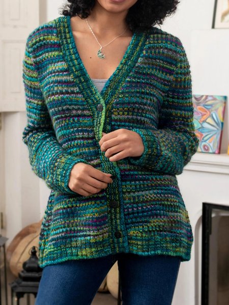 

Casual Yarn/Wool Yarn Loose Sweater Coat, Green, Cardigans