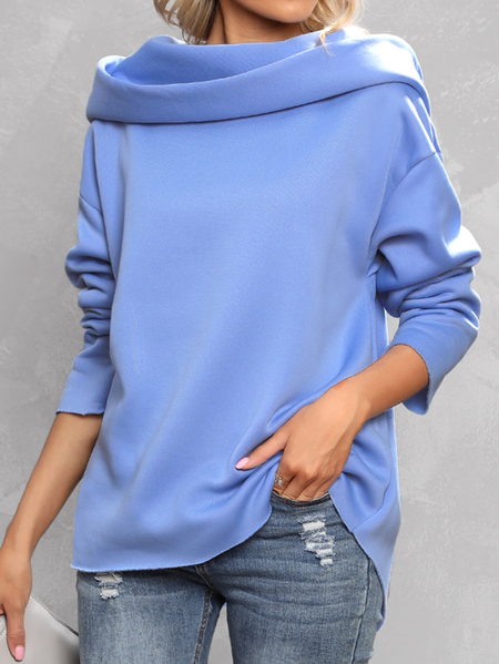 

Plain Loose Hoodie Sweatshirts, Blue, Sweatshirts & Hoodies