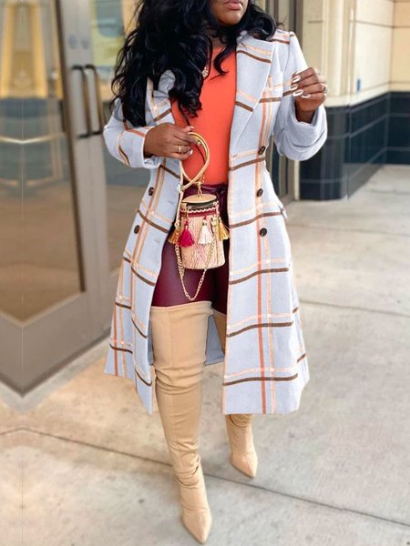 

Regular Fit Urban Plaid Overcoat, As picture, Coats