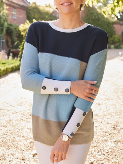 

Crew Neck Yarn/Wool Yarn Casual Sweater, Multicolor, Sweaters & Cardigans