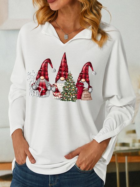 

Women's Christmas Gnome Simple V Neck Christmas Sweatshirt, White, Hoodies&Sweatshirts