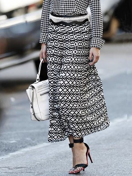 Regular Fit Urban Maxi Skirt, Black-white, Skirts