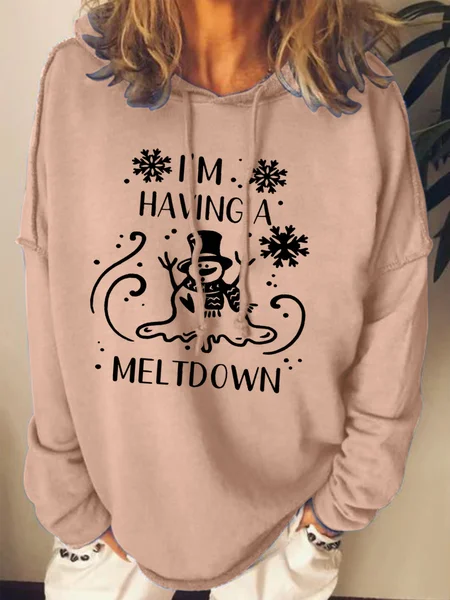 

Women's I'm Having A Meltdown Funny Snowman Hoodie Casual Sweatshirt, Pink, Hoodies&Sweatshirts