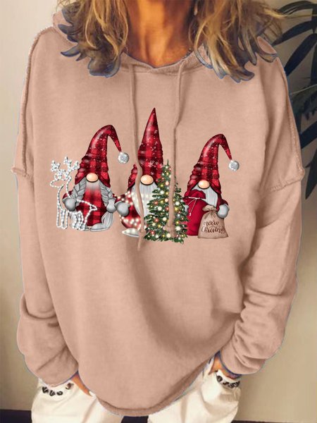 

Women's Christmas Gnome Casual Loose Sweatshirt, Pink, Hoodies&Sweatshirts
