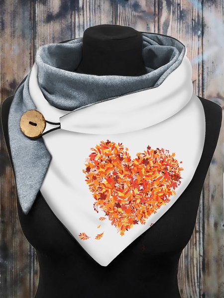 

Casual Maple Leaf Heart Pattern Triangle Scarf Autumn and Winter Warm Scarf, As picture, Scarfs