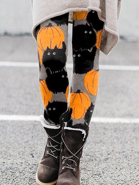 

Halloween Casual Tight High Elasticity Leggings, Multicolor, Leggings