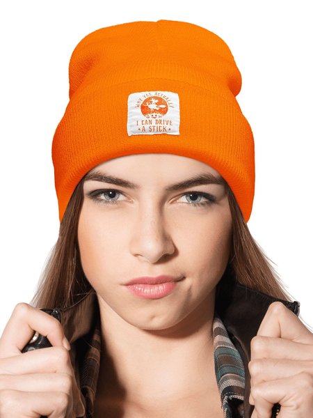 

Halloween Witch Yes I Can Drive A Stick Funny Graphic Beanie Hat, Orange, Hats