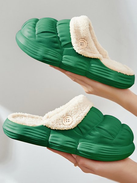 

Warm Waterproof Removable and Washable Cotton Slippers, Green, Slippers