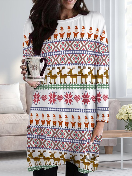 

Lilicloth x Iqs Christmas Pattern Women's Casual T-shirt Dresses, As picture, Dresses