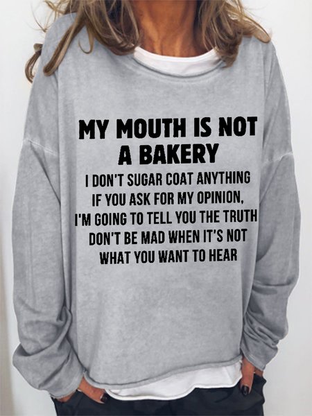 

Women's Crew Neck Text Letters Simple Spring/Fall Cotton-Blend Long Sleeve Sweatshirt, Gray, Sweatshirts & Hoodies
