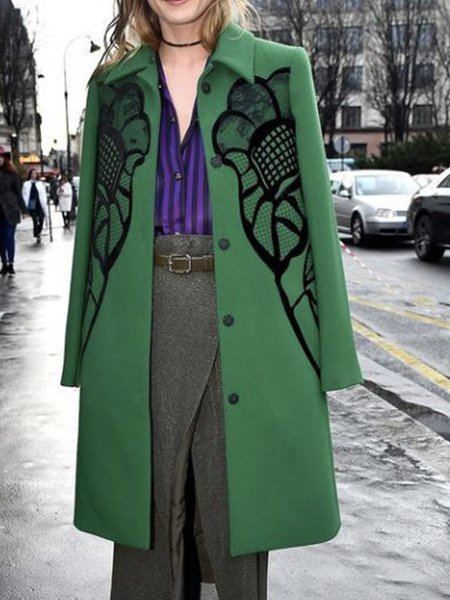 

Regular Fit Urban Long Sleeve Overcoat, Green, Coats
