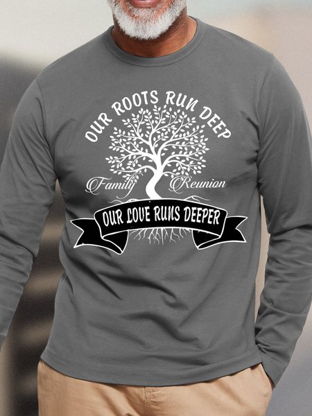 

Lilicloth X Y Our Roots Run Deep Family Reunion Our Love Runs Deeper Men's Long Sleeve T-Shirt, Gray, Long Sleeves