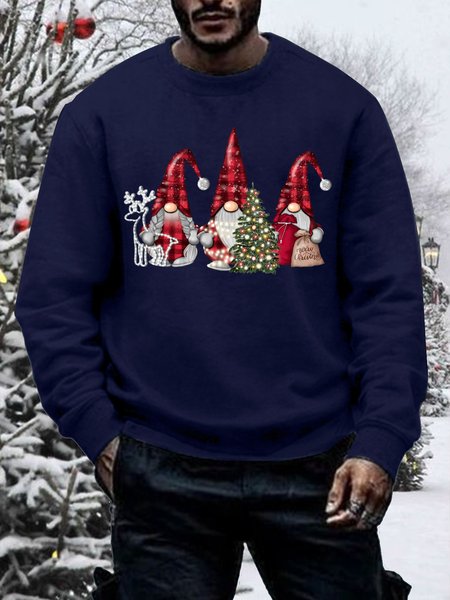 

Men's Christmas Gnome Loose Crew Neck Sweatshirt, Blue, Hoodies&Sweatshirts