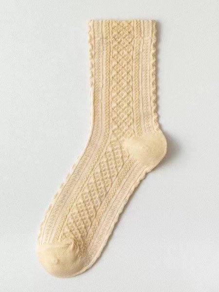 

Casual Retro Twist Pattern Warm Wool Socks Autumn and Winter Socks, Nude, Socks