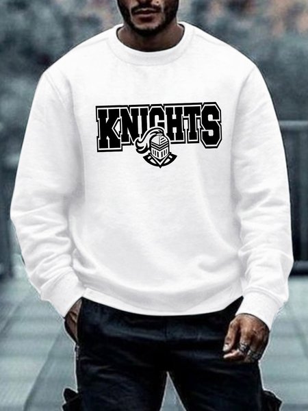 

Men's Knights Loose Casual Cotton-Blend Sweatshirt, White, Hoodies&Sweatshirts