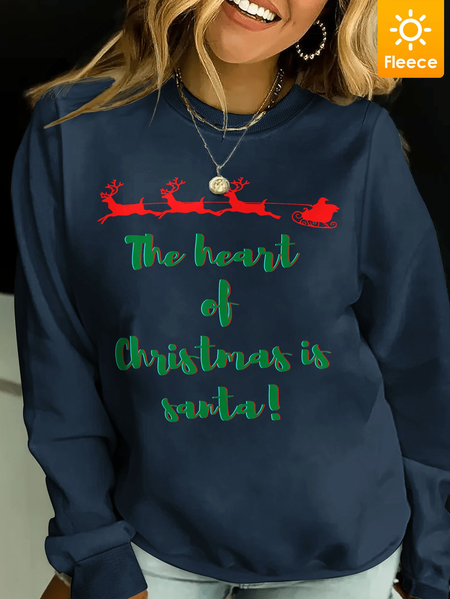

Lilicloth X Marrium The Heart Of Christmas Is Santa Women's Fleece Sweatshirt, Navyblue, Hoodies&Sweatshirts