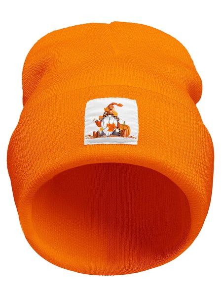 

Thanksgiving Halloween Graphic Beanie Hat, Orange, Hats