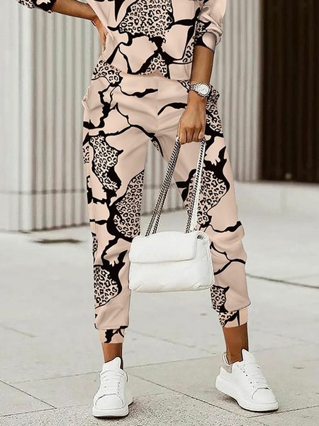 

Casual Regular Fit Abstract Printed Pants, Khaki, Pants