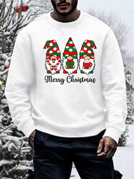 

Men's Merry Christmas Casual Crew Neck Cotton-Blend Sweatshirt, White, Hoodies&Sweatshirts