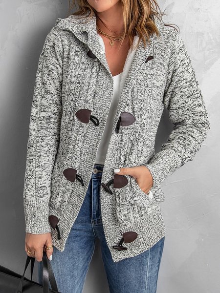 

Hoodie Wool/Knitting Casual Sweater Coat, Gray, Cardigans