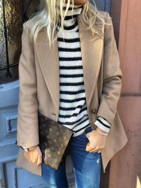 

Plain simple staple woolen coat, Camel, Outerwear
