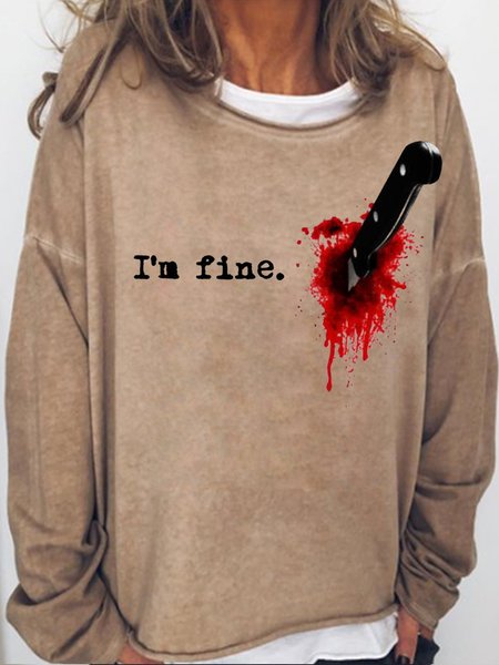 

Womens I’m Fine Bloody Halloween Sweatshirt, Light brown, Hoodies&Sweatshirts