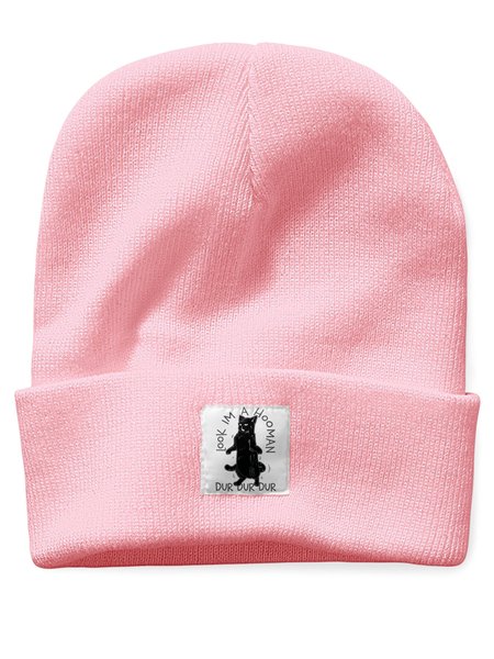 

Look I'm A Hooman Funny Animal Cat Graphic Beanie Hat, Pink, Hats