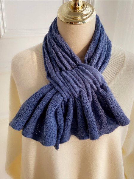 

Crossover Scarf Cutout Floral Pattern Wool Knit Cropped Neck Bracer, Blue, Women Scarves & Shawls