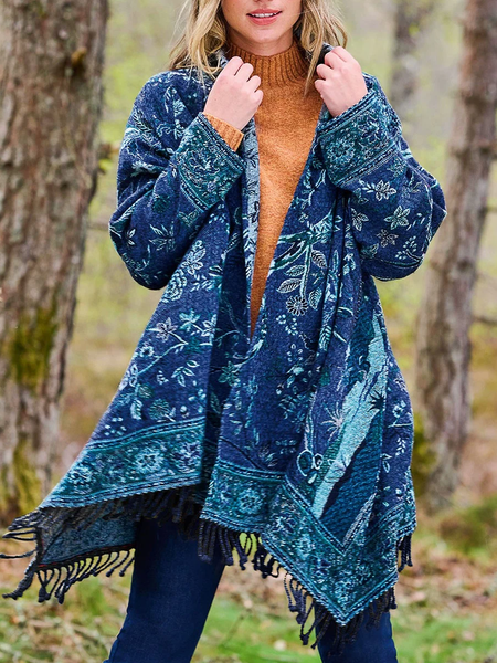 

Ethnic Cotton-Blend Other Coat, Blue, Outerwear