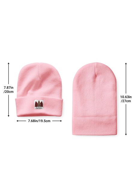 Merry Christmas Tree Graphic Beanie Hat, Pink, Hats