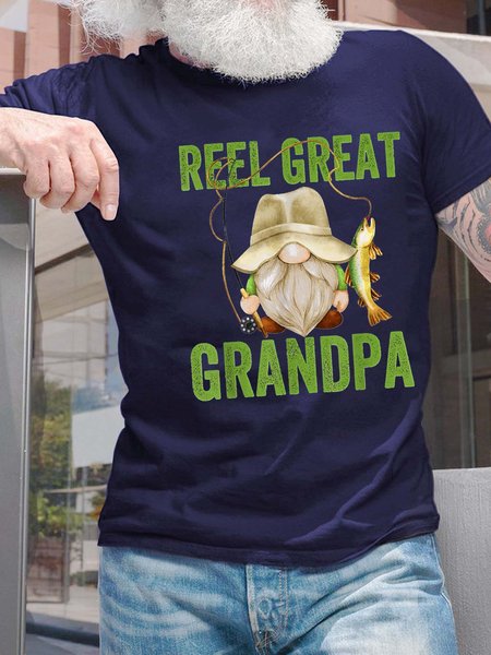 Men Reel Great Grandpa Fishing Gnomes Fit Casual T-Shirt, Blue, T-shirts