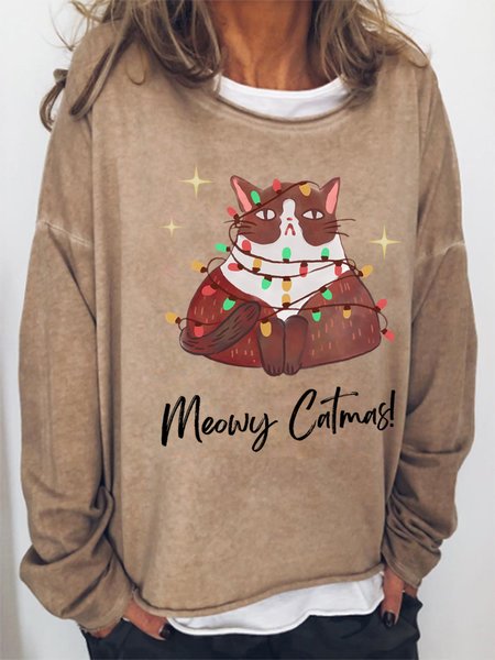 

Lilicloth X Marrium Meowy Catmas Women‘s Christmas Cat Sweatshirts, Light brown, Hoodies&Sweatshirts