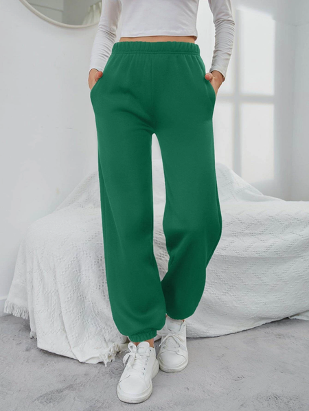 

Cotton-Blend Casual Regular Fit Casual Pants, Green, Pants