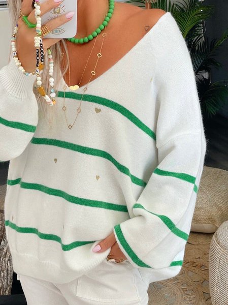 

Casual Loose Wool/Knitting Heart/Cordate Sweater, Green, Sweaters