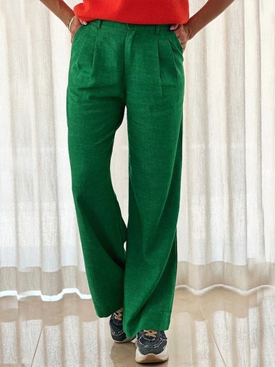 

Cotton And Linen Casual Casual Pants, Green, Pants
