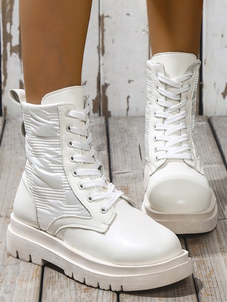 

Down Panel Thermal Biker Boots, White, Boots