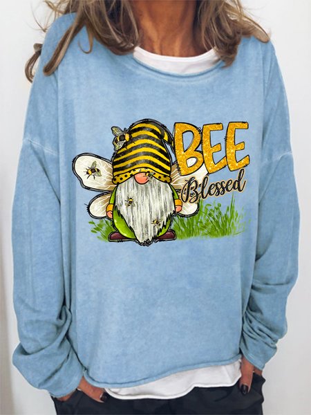 

Women Funny Bee Blessed Gnome Simple Sweatshirt, Light blue, Hoodies&Sweatshirts