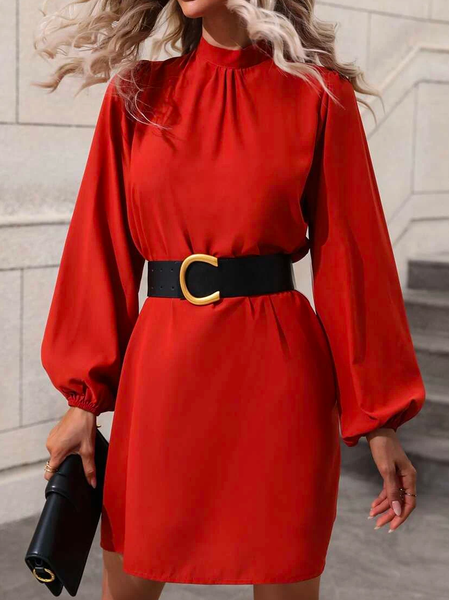 

Crew Neck Plain Loose Christmas Dresses, Red, Dresses