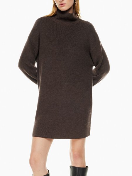 

Plain Casual Loose Sweater, Deep brown, Pullovers