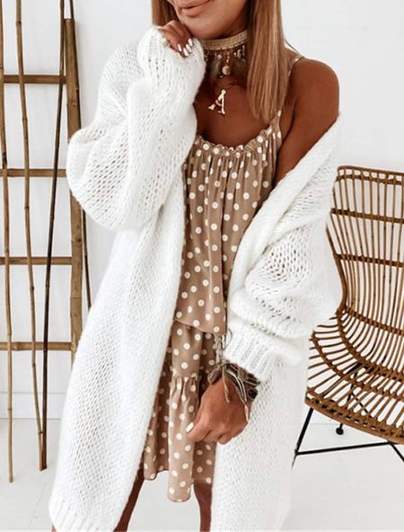 

Casual Regular Fit Plain Others Sweater Coat, White, Outerwear