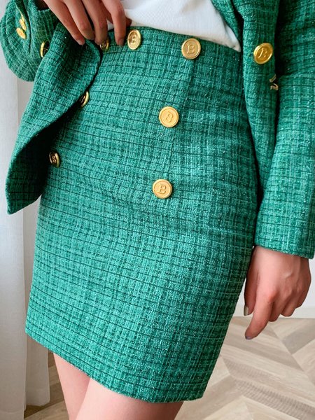 

Regular Fit Elegant Plain High Waist Skirt, Green, Skirts