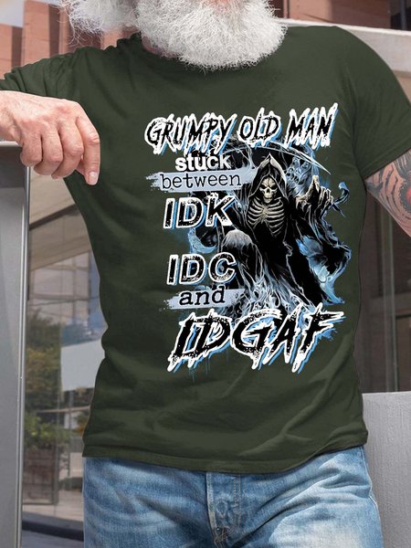 

Men Grumpy Old Man Stuck Between Idk Idc And Idgaf Casual T-Shirt, Dark green, T-shirts
