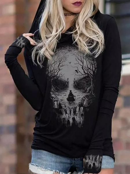 

Hoodie Skull Regular Fit Sweatshirt, Black, Sweatshirts & Hoodies