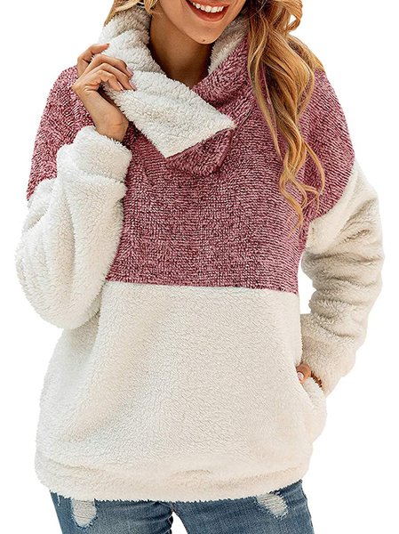 

Regular Fit Color Block Shawl Collar Sweatshirts, Red, Sweatshirts & Hoodies