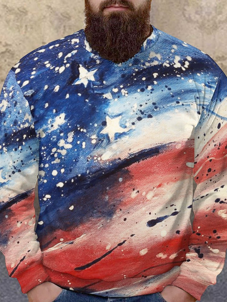 

Men Texture American Flag Pattern Casual Sweatshirt, As picture, Hoodies&Sweatshirts