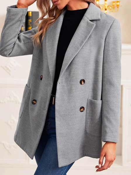 

Cross Neck Casual Plain Blazer, Gray, Outerwear