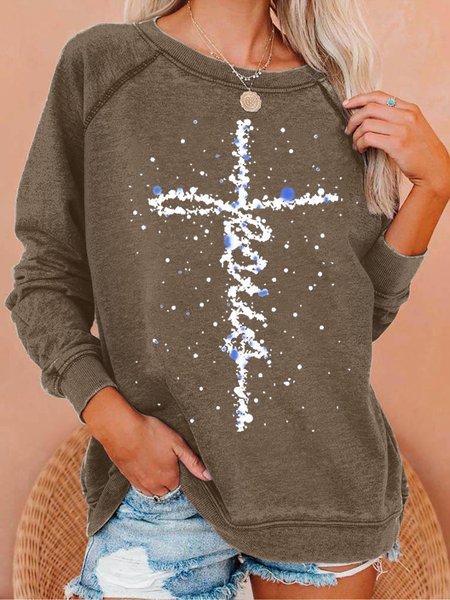 

Womens Christmas Begins With Christ Crew Neck Sweatshirt, Khaki, Hoodies&Sweatshirts