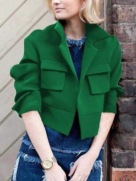 

Long sleeve Urban Loose Shawl Collar Jacket, Green, Jackets